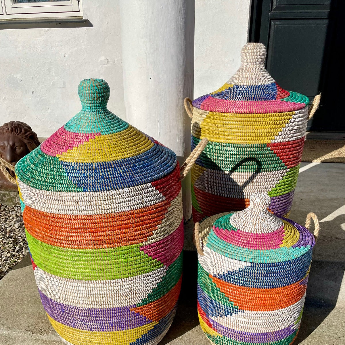 Laundry basket, multi colored. Fair Trade from Senegal