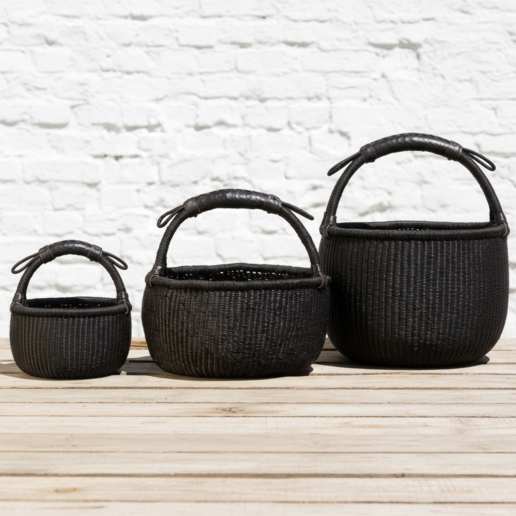 Bolga kurv. Sort. Fair Trade, Ghana