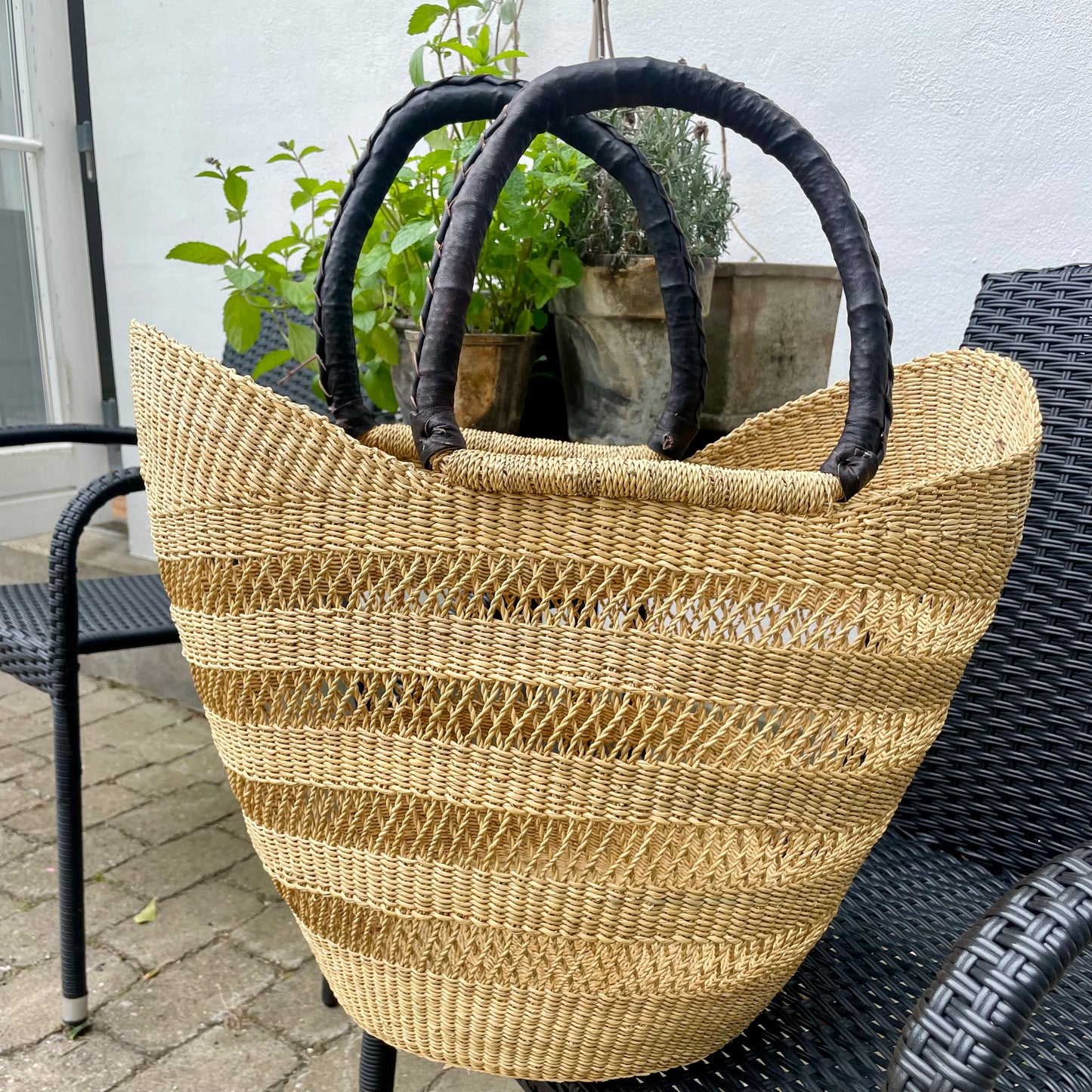 Kurvetaske i natur, Fair Trade, Ghana