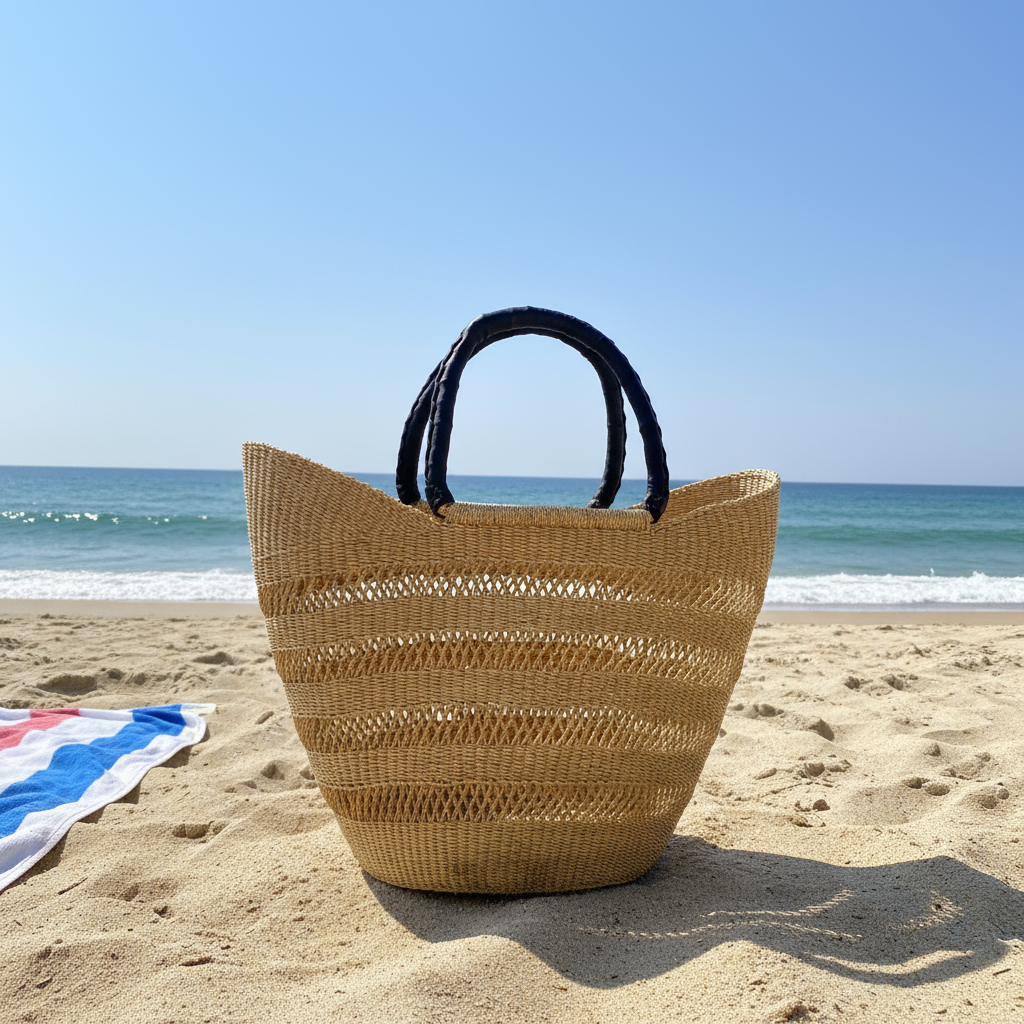 Basket bag in nature, Fair Trade, Ghana