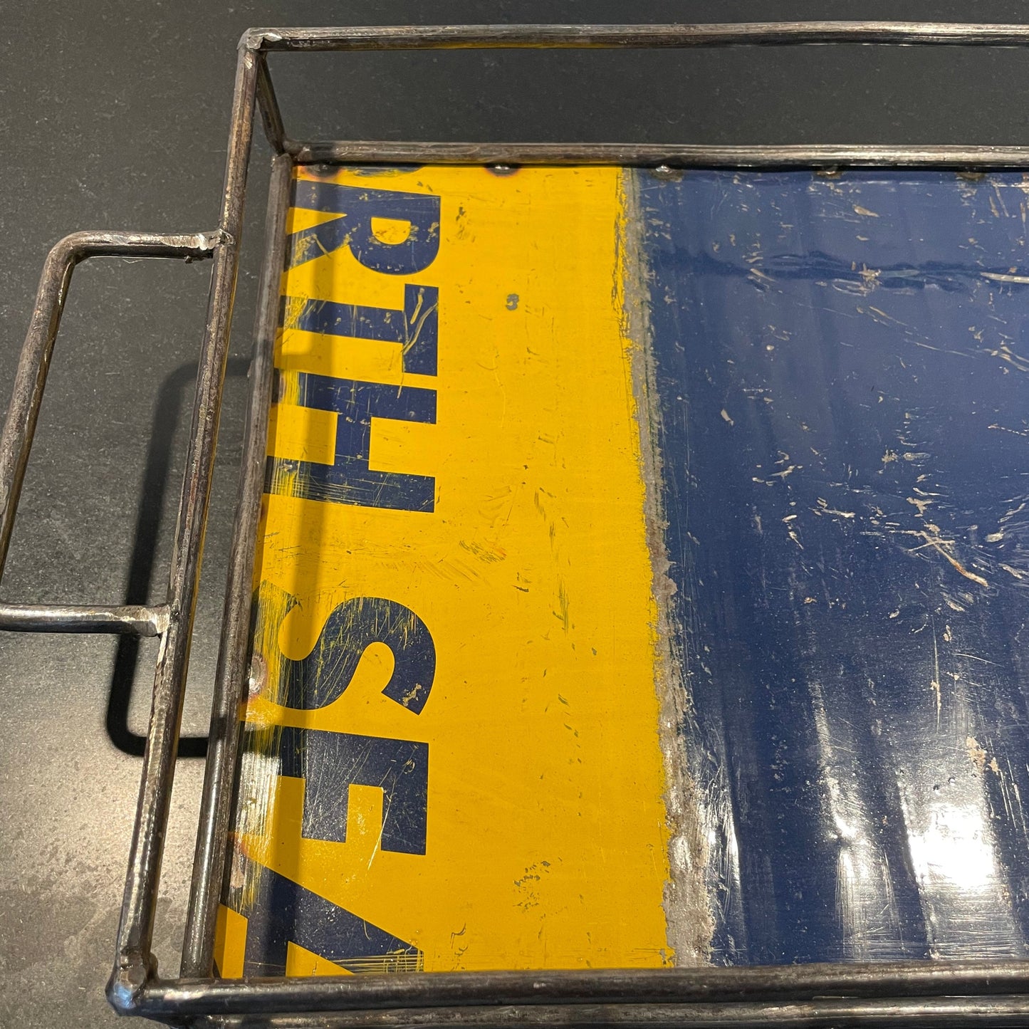 Serving tray in recycled metal. Unique. Fair Trade from Burkina Faso
