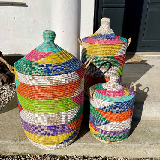 Laundry basket, multi colored. Fair Trade from Senegal