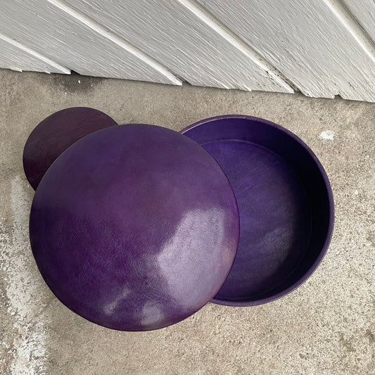 Leather box in purple, two sizes. Fair Trade from Burkina Faso
