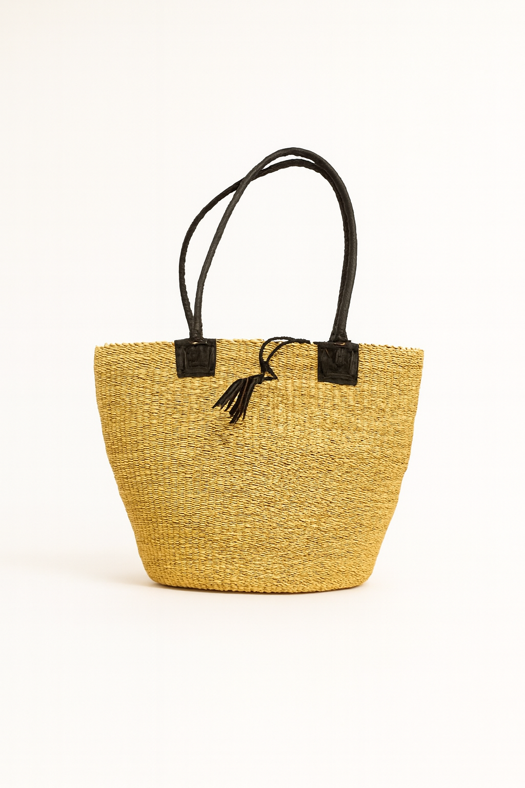 Skuldertaske med læderstrop, naturfarvet, Fair Trade, fra Ghana