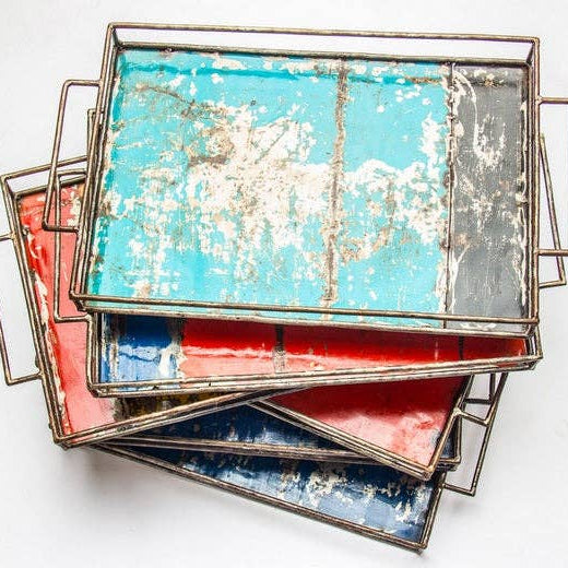 Bakke, Upcycled fra olietænder, str. S, Red & White, Burkina Faso