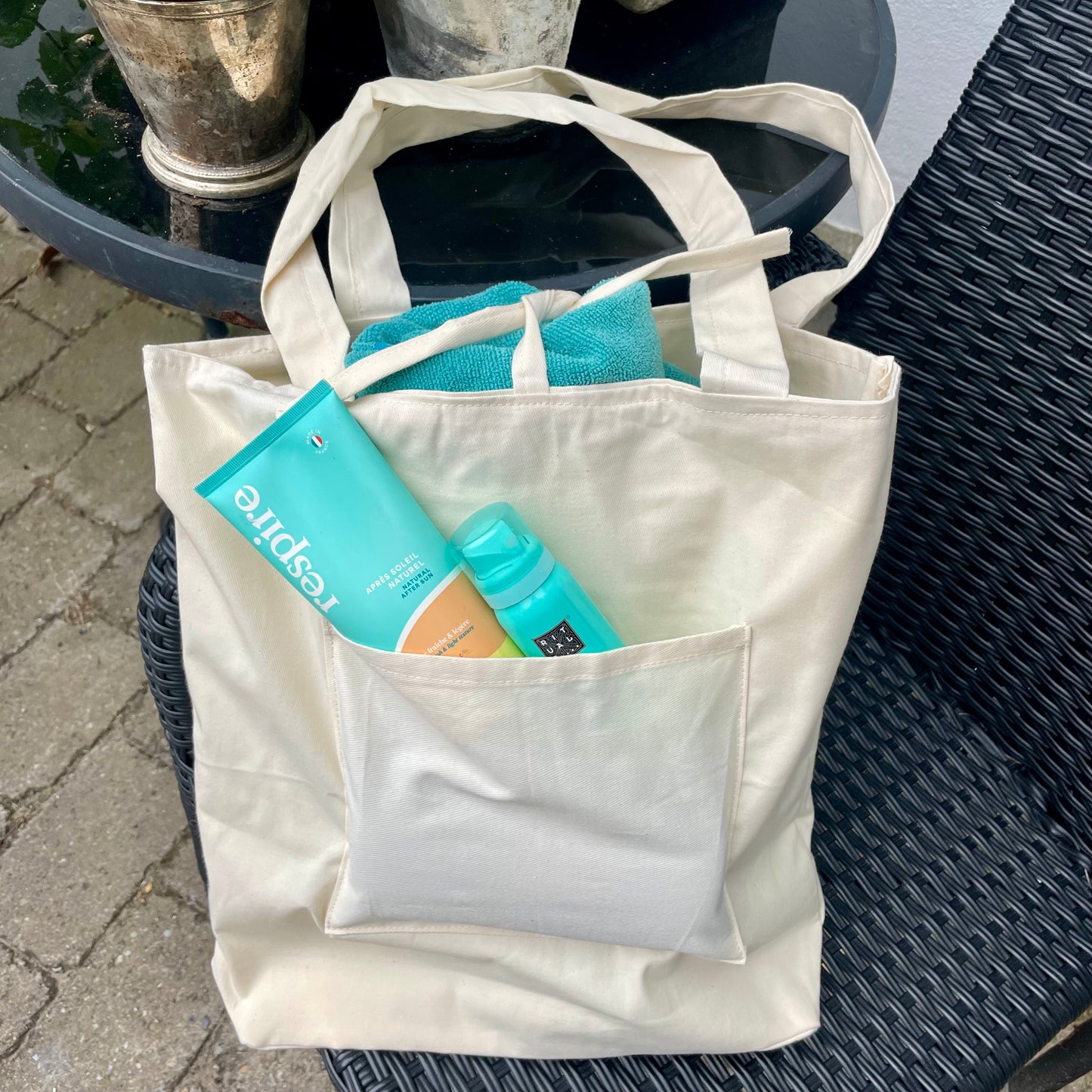 Tote bag in strong canvas, Natural-white, Senegal