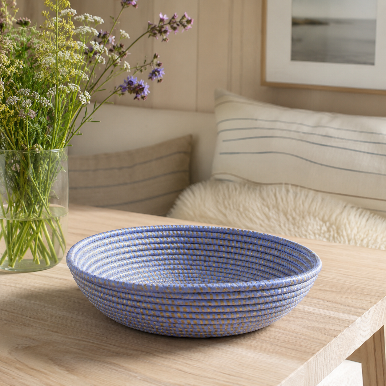 Brødkurv, babyblå. Oval
