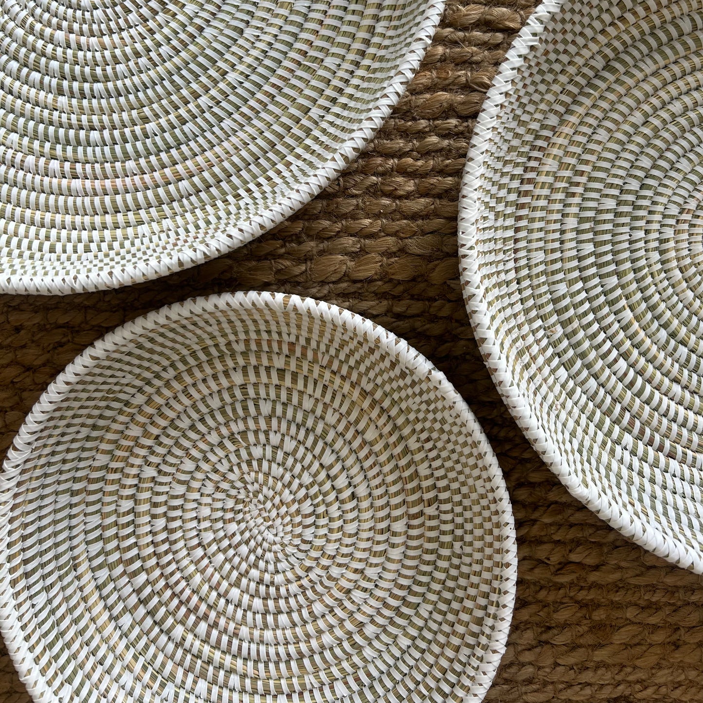 Bread basket / serving tray. White, three sizes. Fair Trade, Senegal.