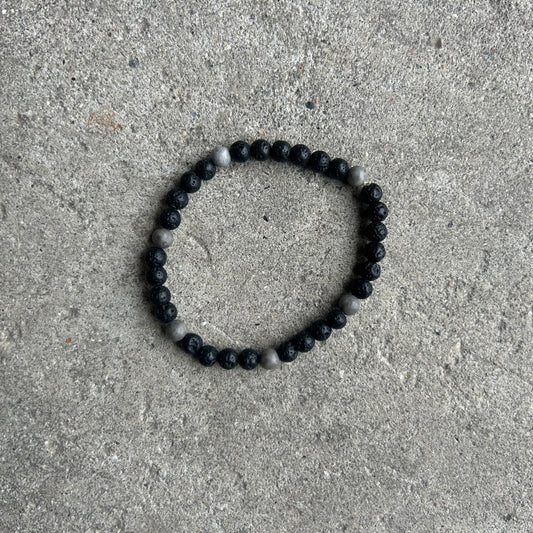 Bracelet for men, polished lava stones & agates