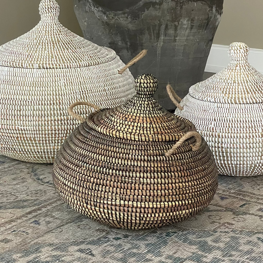 Ball baskets (Ndaa) with lids. Fair Trade, Senegal