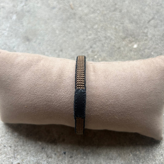 Men's bracelet, leather & mocha beads