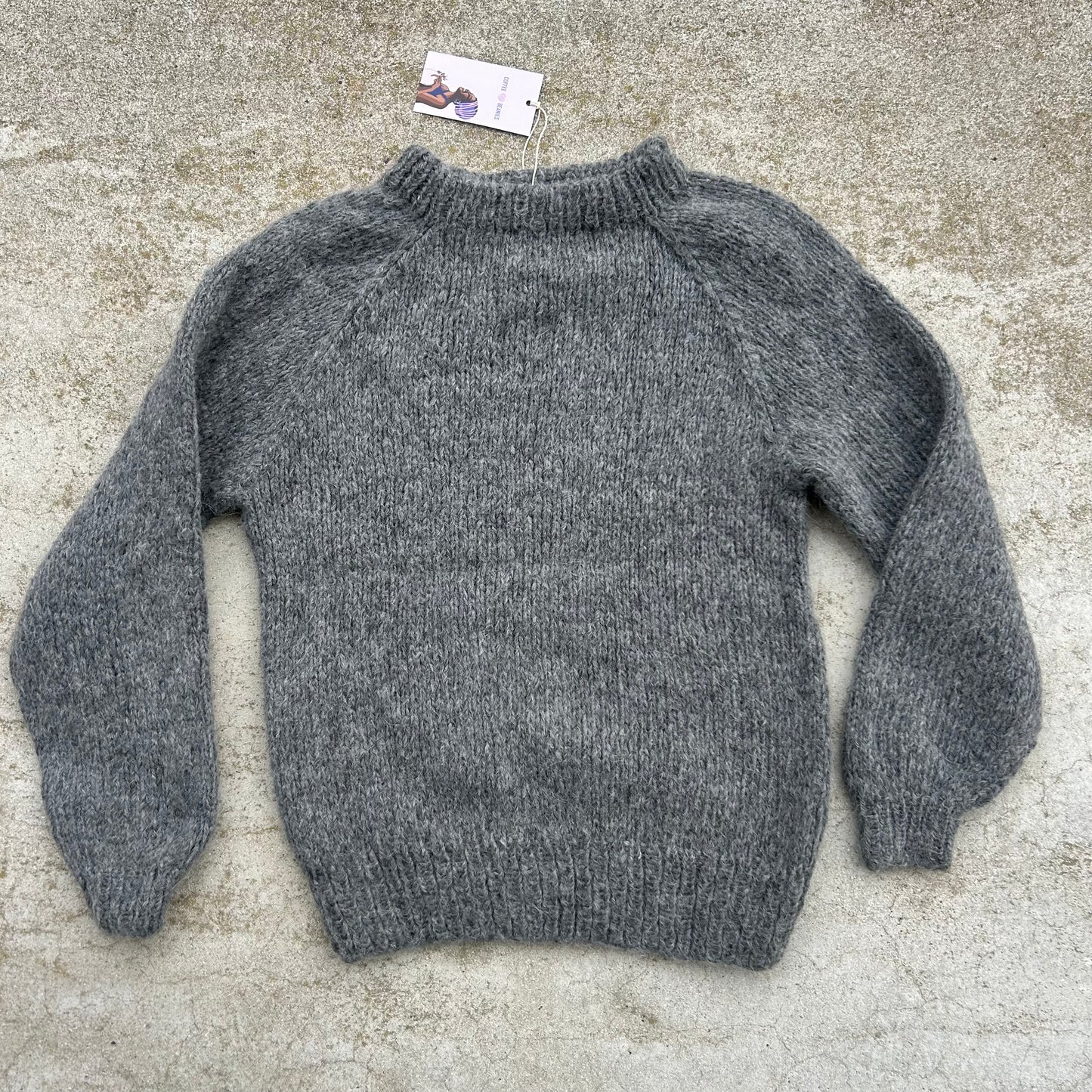 Coffee Beanies, Alpaca wool sweater, grey, Burundi