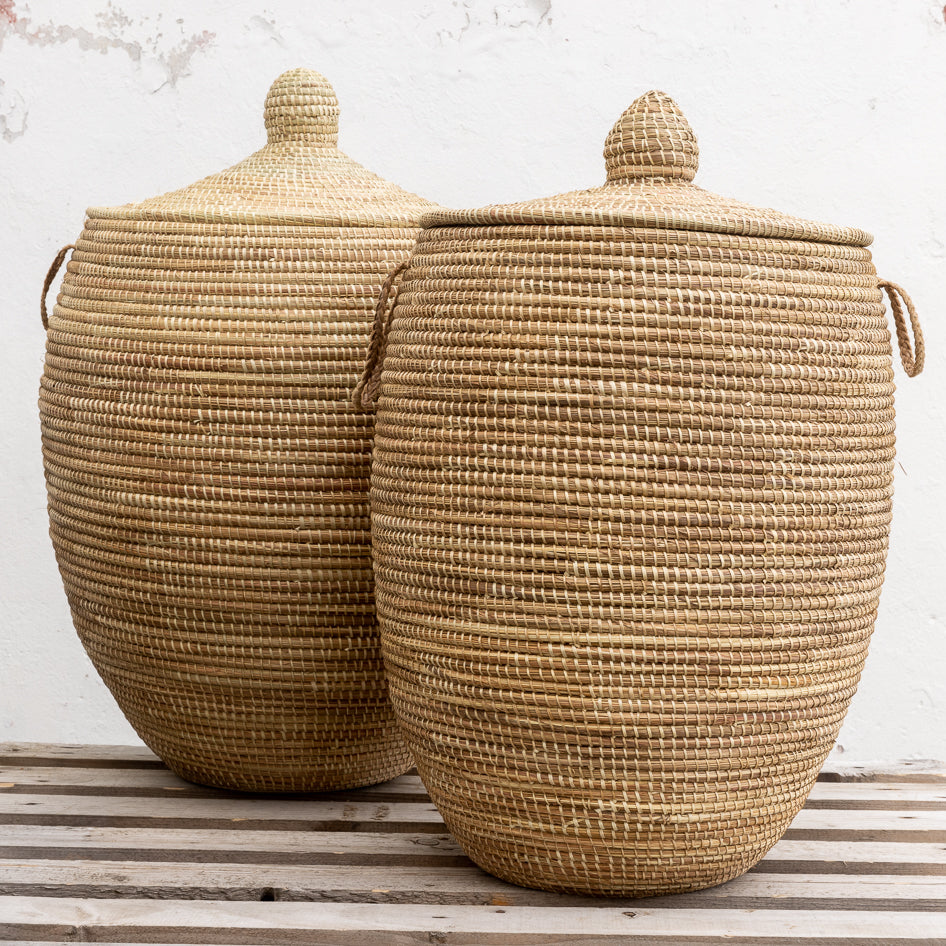 Laundry basket, Organic, with Senegal lid. Fair Trade