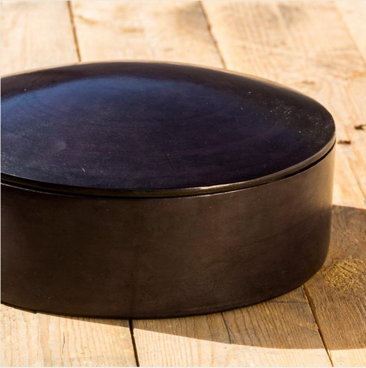 Leather box in black, two sizes. Fair Trade from Burkina Faso