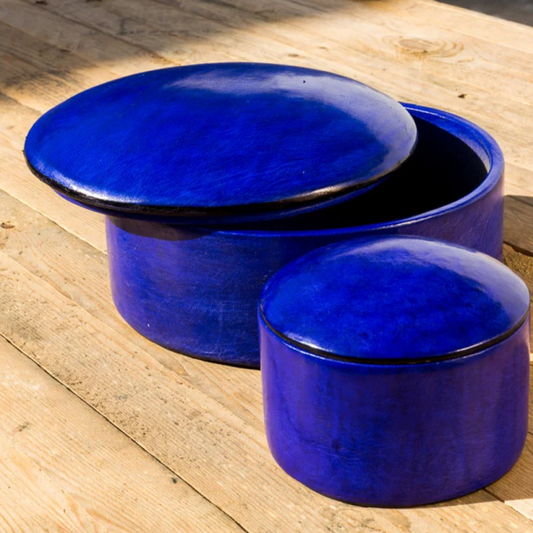 Leather box in blue, two sizes. Fair Trade from Burkina Faso