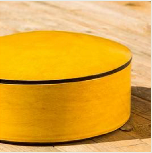 Leather box in yellow, two sizes. Fair Trade from Burkina Faso