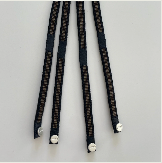 Men's bracelet, leather & black/mocha beads