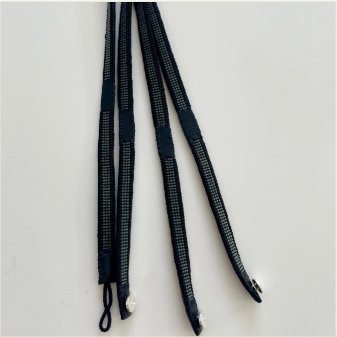 Bracelet for men, leather & black/gray beads