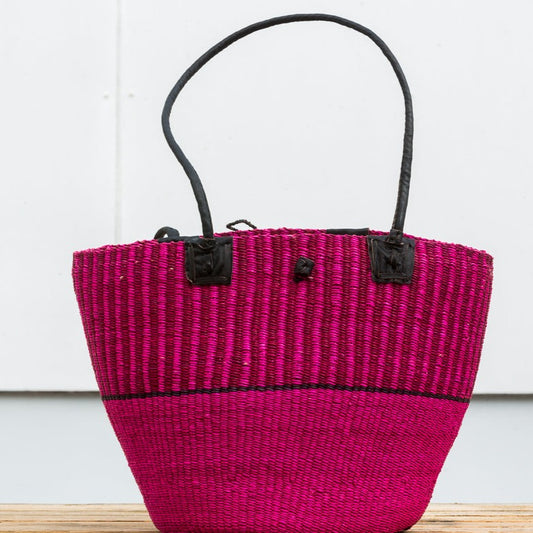 Shoulder bag with leather strap, pink, Fair Trade, from Ghana