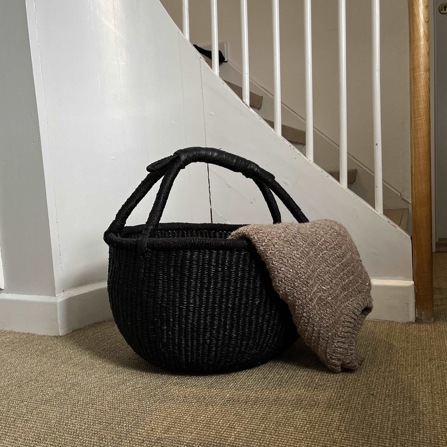 Bolga basket, three sizes. Handwoven in sea grass. Black. Fair Trade and from Ghana
