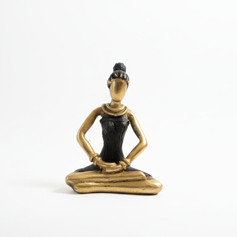 Yoga kvinde – bronzeskulptur, sort, str. 9 cm