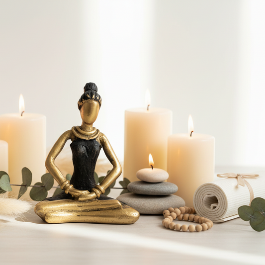 Yoga kvinde – bronzeskulptur, sort, str. 9 cm