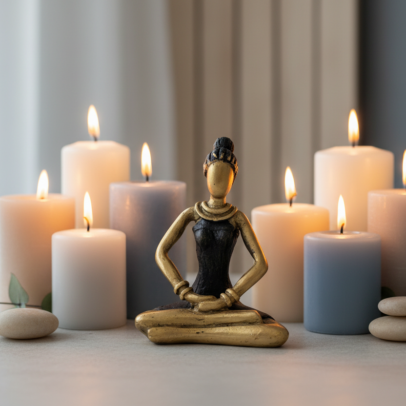 Yoga kvinde – bronzeskulptur, sort, str. 9 cm