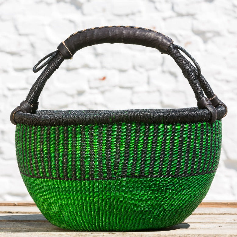 Bolga basket, three sizes. Handwoven in sea grass. Nature and black. Fair Trade and from Ghana