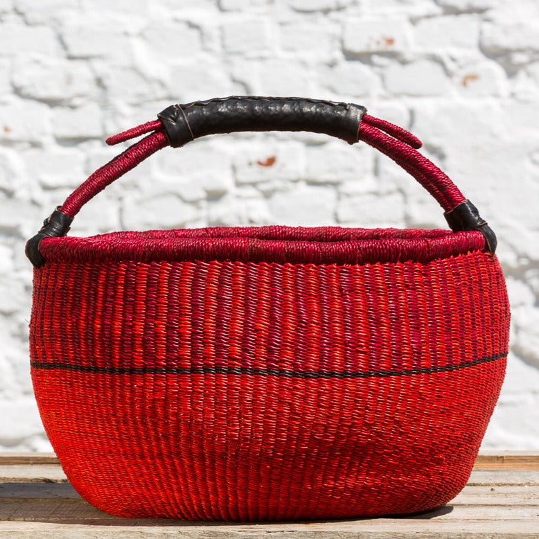 Bolga basket, three sizes. Handwoven in sea grass. Nature and black. Fair Trade and from Ghana