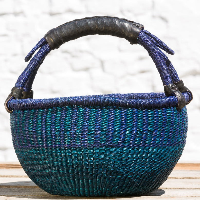 Bolga basket, three sizes. Handwoven in sea grass. Nature and black. Fair Trade and from Ghana