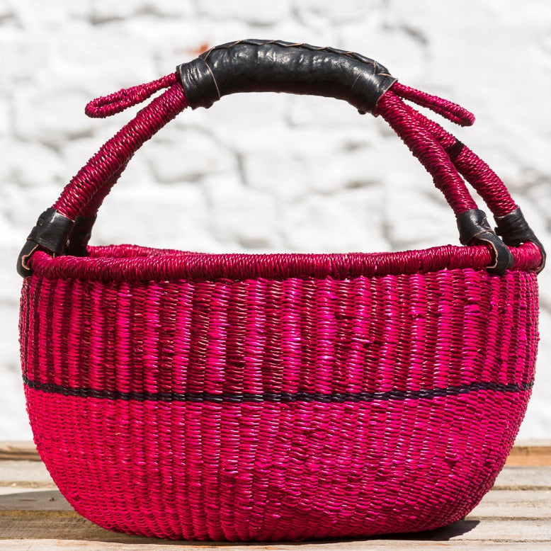 Bolga basket, three sizes. Handwoven in sea grass. Nature and black. Fair Trade and from Ghana