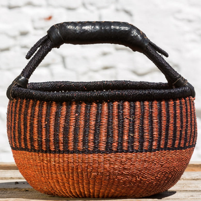 Bolga basket, three sizes. Handwoven in sea grass. Nature and black. Fair Trade and from Ghana