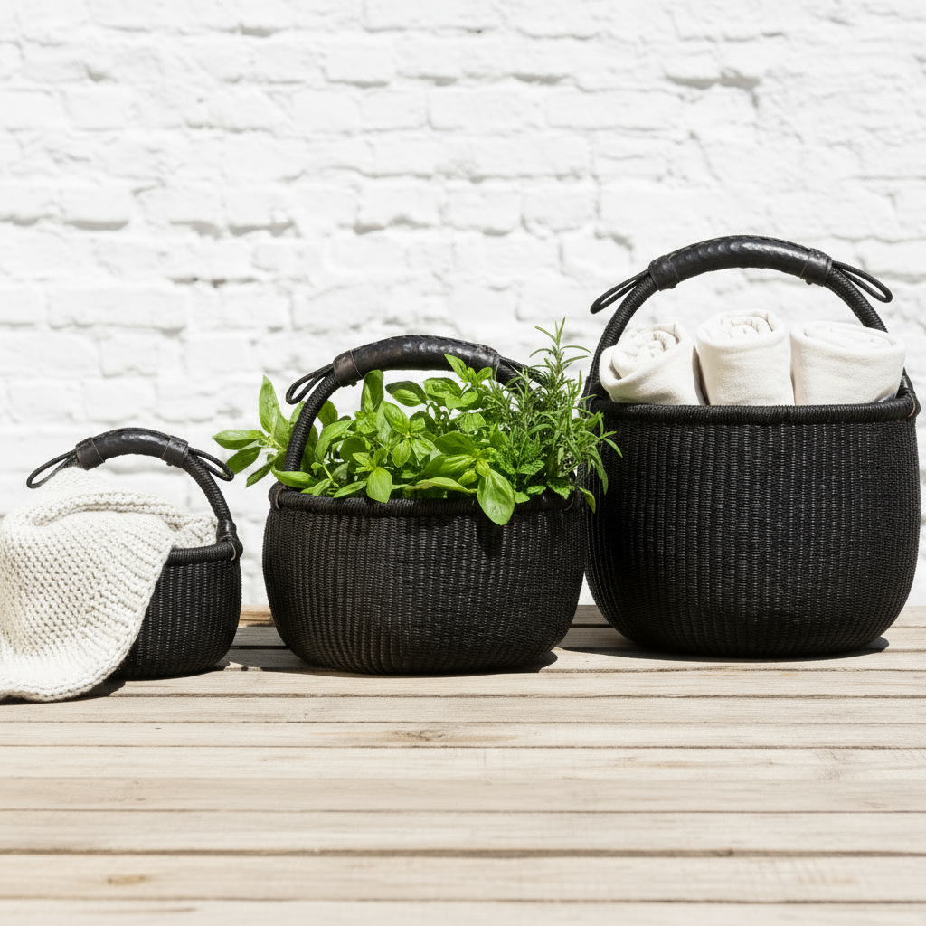 Bolga kurv. Sort. Fair Trade, Ghana