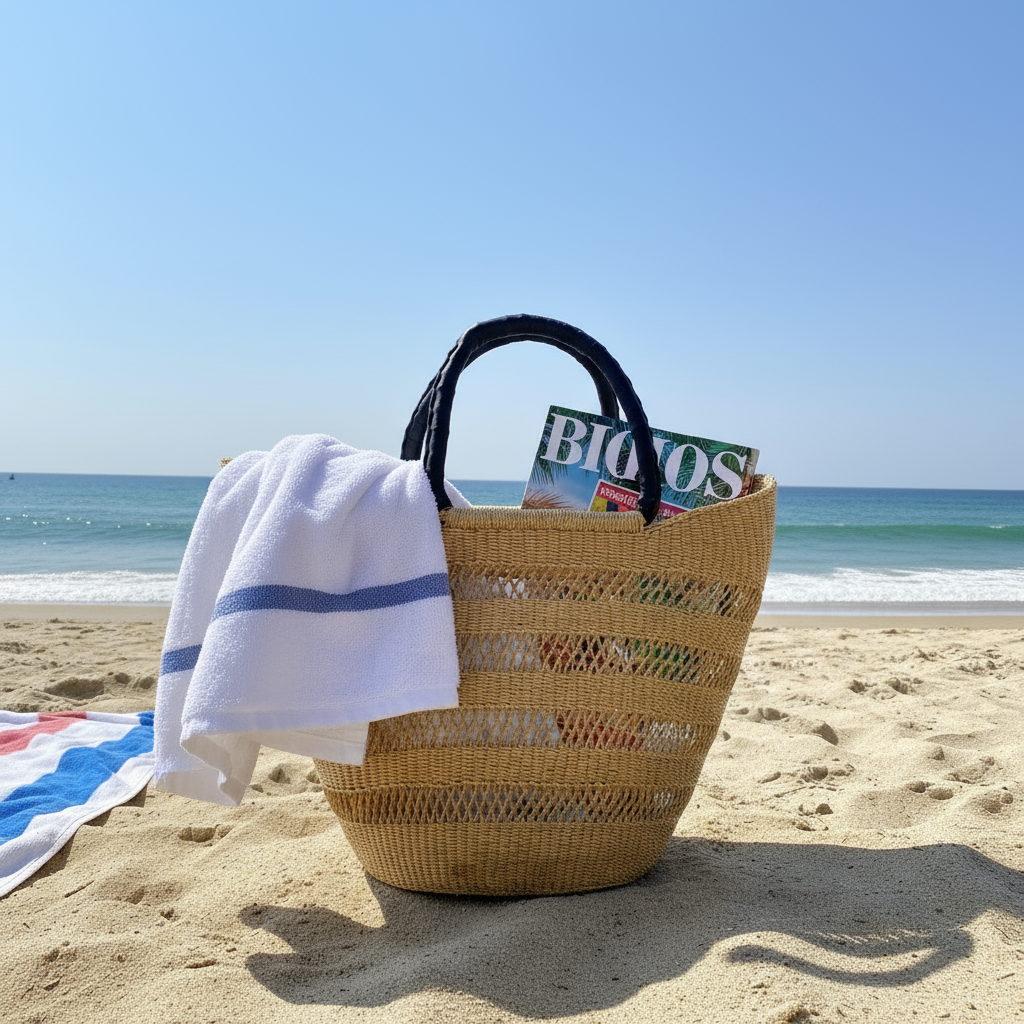 Kurvetaske i natur, Fair Trade, Ghana