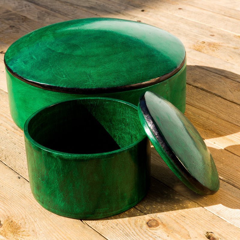 Skindæske i grøn, to størrelser. Fair Trade fra Burkina Faso