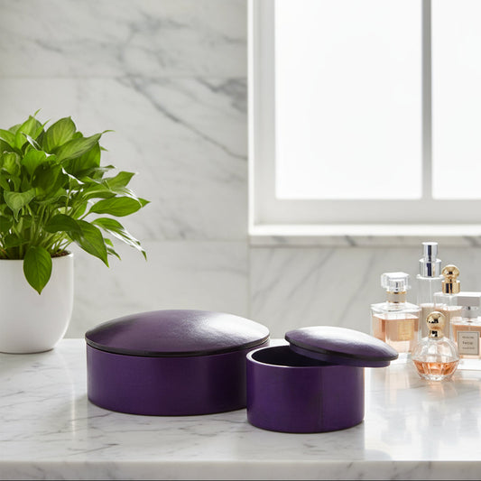 Skindæske i lilla, to størrelser. Fair Trade fra Burkina Faso