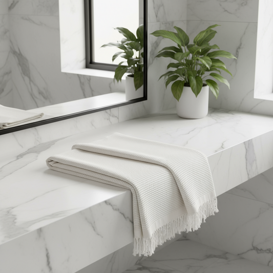 Strandhåndklæde-sarong i bomuld: Hvid / 90x180 cm