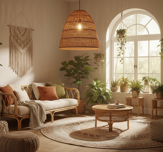 Lampeskærm flettet i elefantgræs, Fair Trade, Ghana