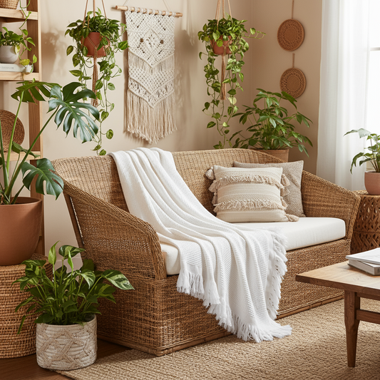 Plaid, naturhvid, 230x280cm