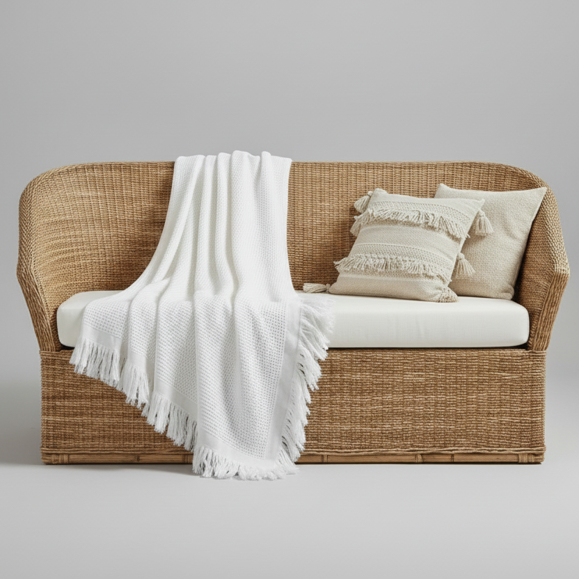 Plaid, naturhvid, 230x280cm