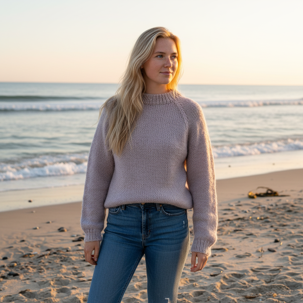 Coffee Beanies, Alpaka uld sweater, pale pink, Burundi