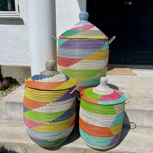 Laundry basket, multi colored. Fair Trade from Senegal