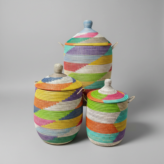 Vasketøjskurv, multifarvet. Fair Trade, Senegal