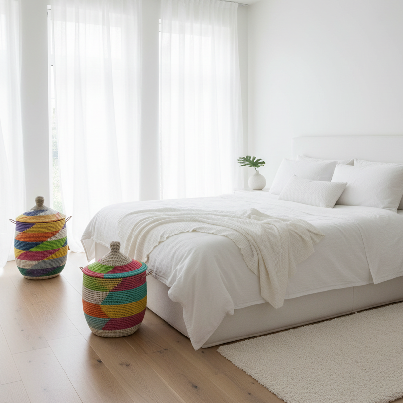 Vasketøjskurv, multifarvet. Fair Trade, Senegal