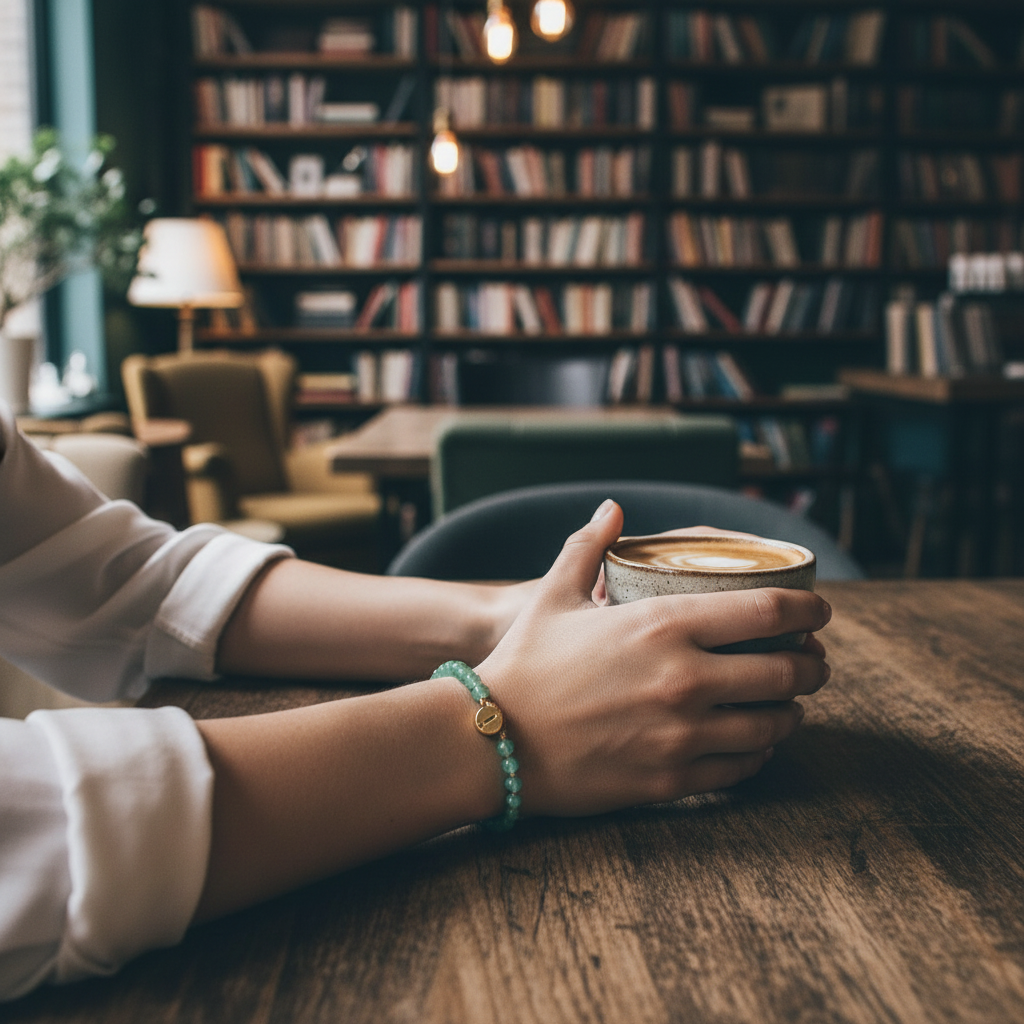 Armbånd i perler, lys grøn