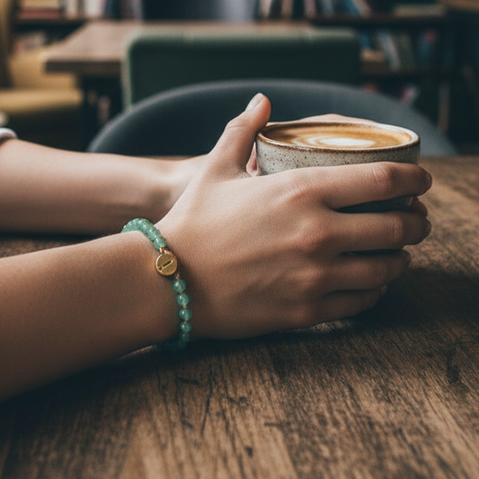 Armbånd i perler, lys grøn