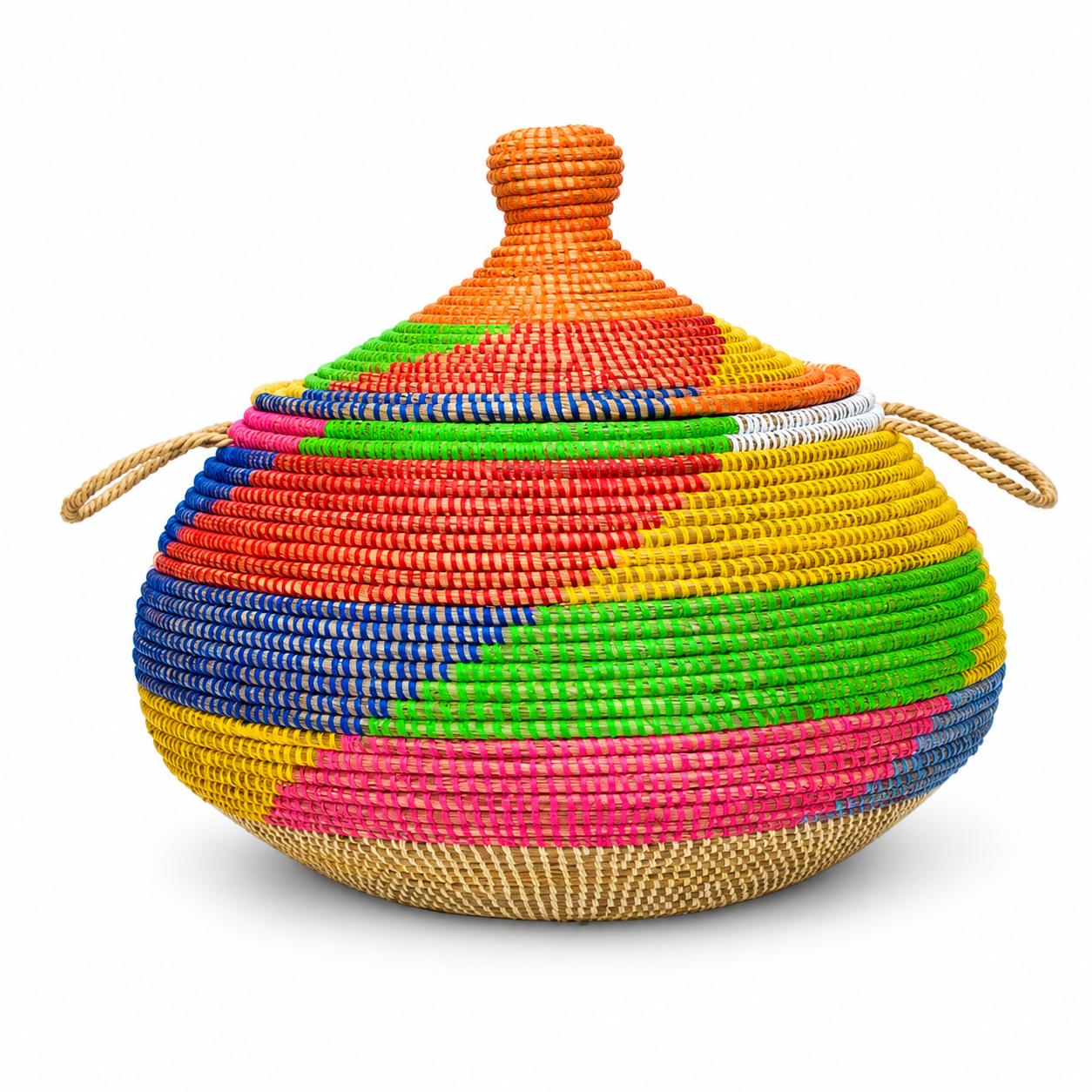 Natur buttet ball basket med låg