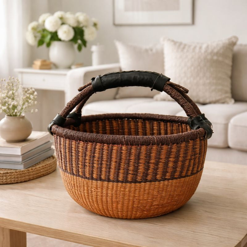 Bolga basket. Black. Fair Trade, Ghana