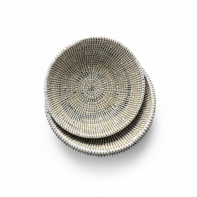 Brødbakke, hvid. Håndvævet. Fair Trade fra Senegal