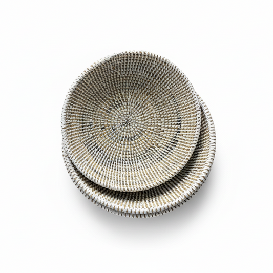 Brødbakke, hvid. Håndvævet. Fair Trade fra Senegal